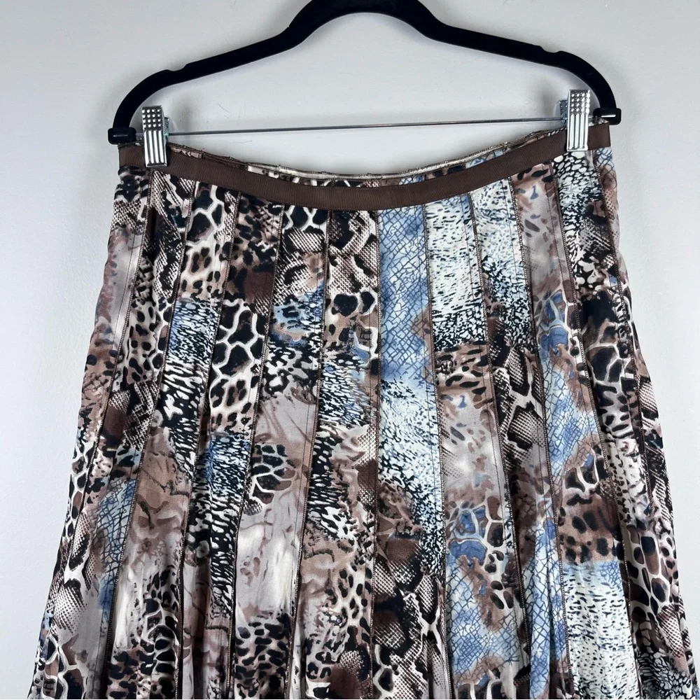 Focus Lifestyle Midi Skirt Animal Print Indie Peasant Festival Boho Pleated 10